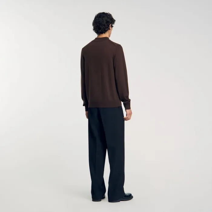 Men Sweaters and Cardigans SANDRO Funnel Neck Sweater Chocolate