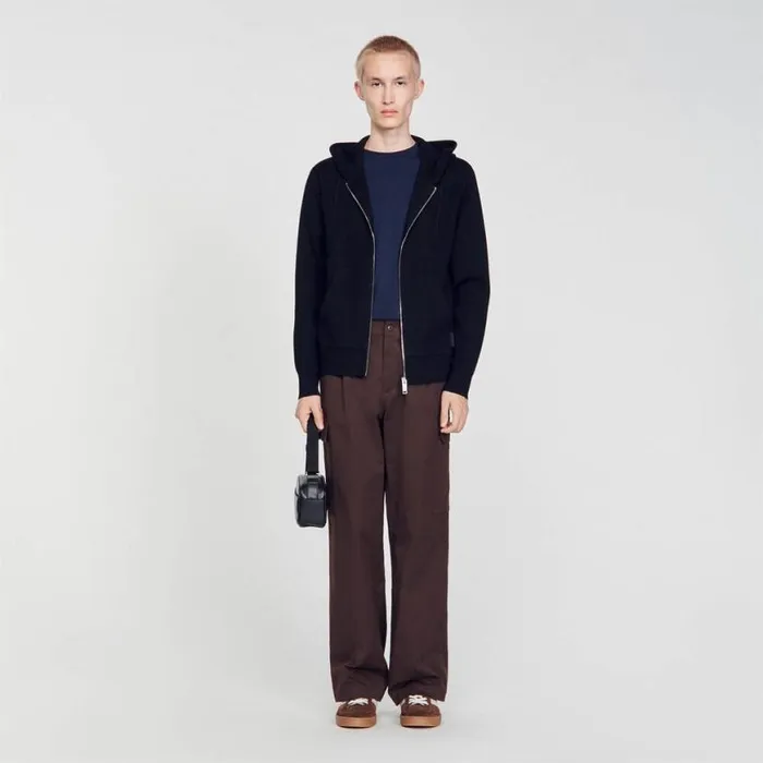 Men Sweaters and Cardigans SANDRO Hoodie Black