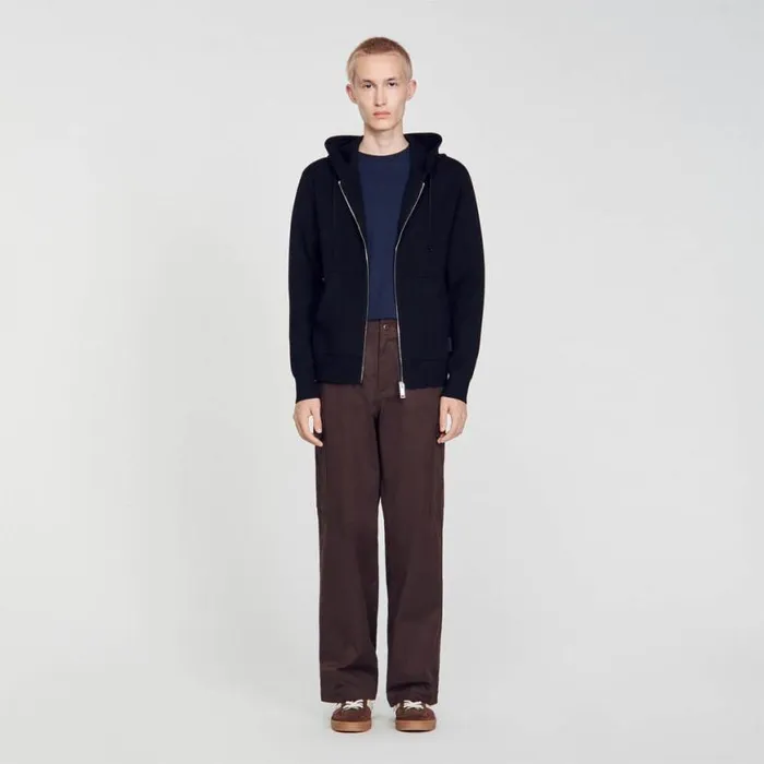 Men Sweaters and Cardigans SANDRO Hoodie Black