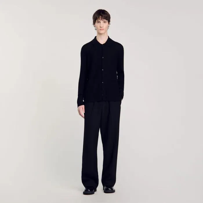 Men Sweaters and Cardigans SANDRO Knit Shirt Black