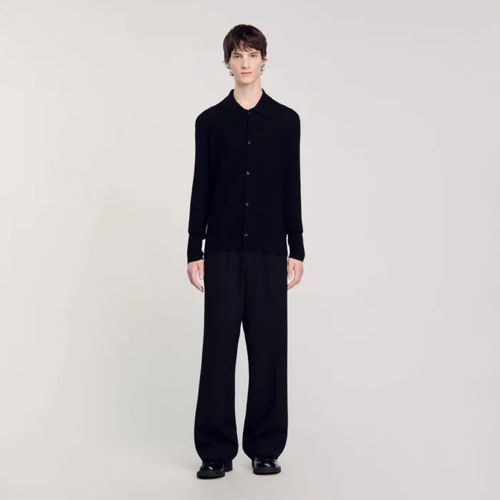 Men Sweaters and Cardigans SANDRO Knit Shirt Black