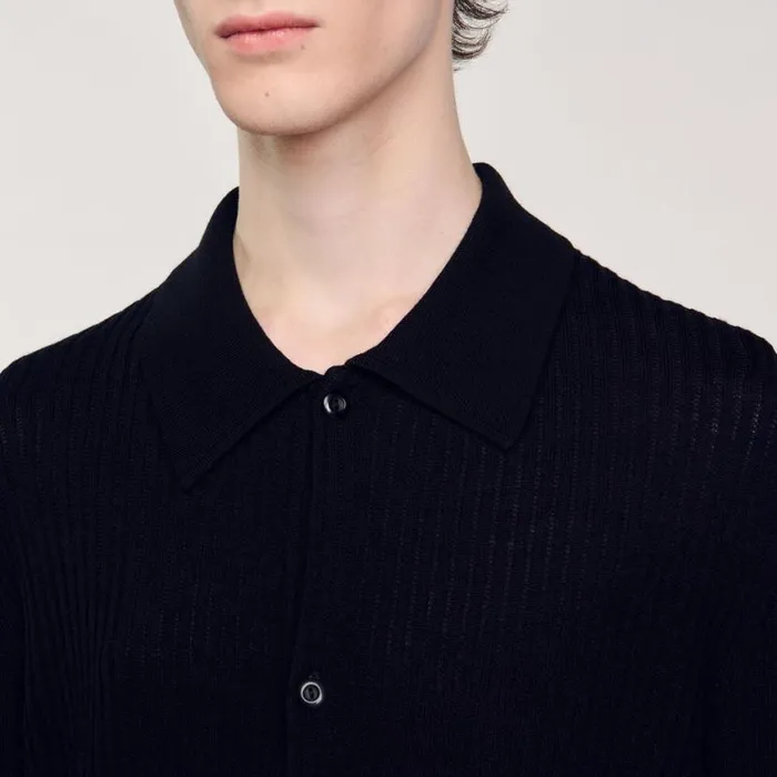 Men Sweaters and Cardigans SANDRO Knit Shirt Black