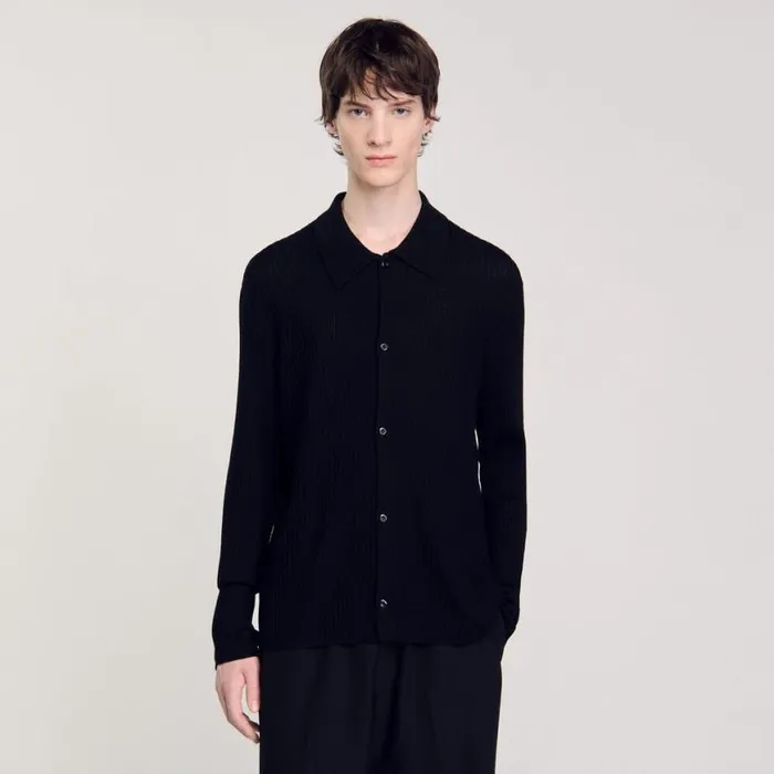 Men Sweaters and Cardigans SANDRO Knit Shirt Black