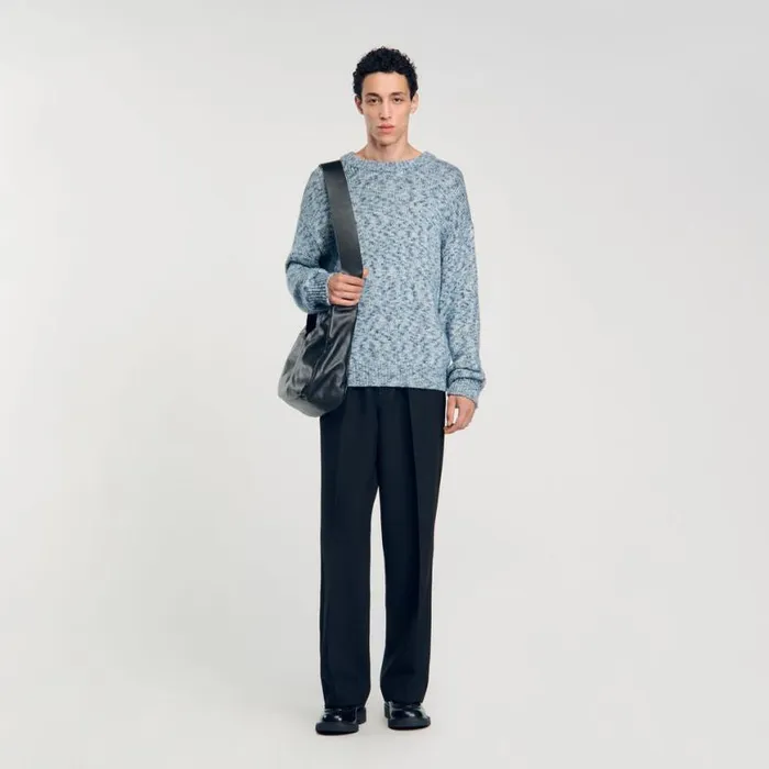 Men Sweaters and Cardigans SANDRO Marled Knit Sweater Sky Blue