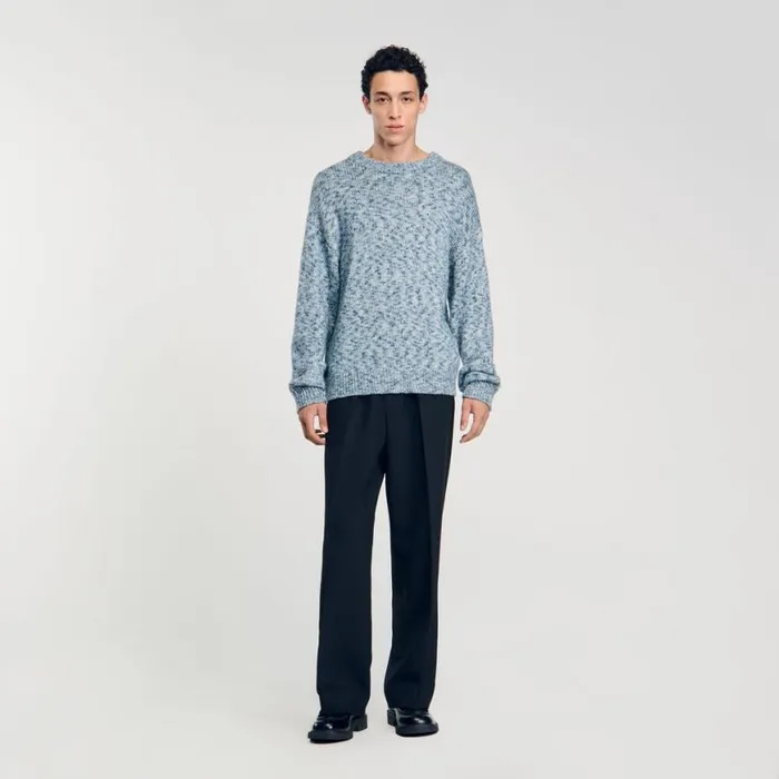 Men Sweaters and Cardigans SANDRO Marled Knit Sweater Sky Blue Men Sweaters and Cardigans SANDRO Marled Knit Sweater Sky Blue