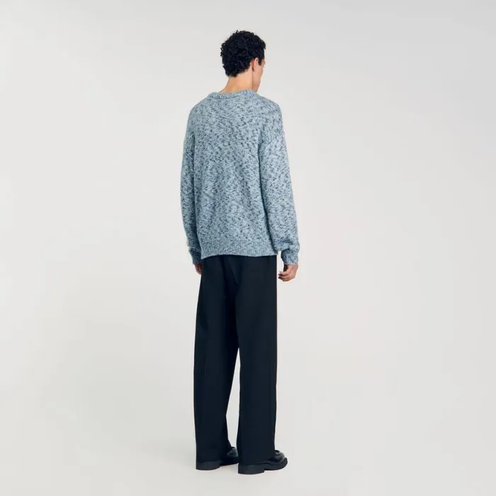 Men Sweaters and Cardigans SANDRO Marled Knit Sweater Sky Blue Men Sweaters and Cardigans SANDRO Marled Knit Sweater Sky Blue