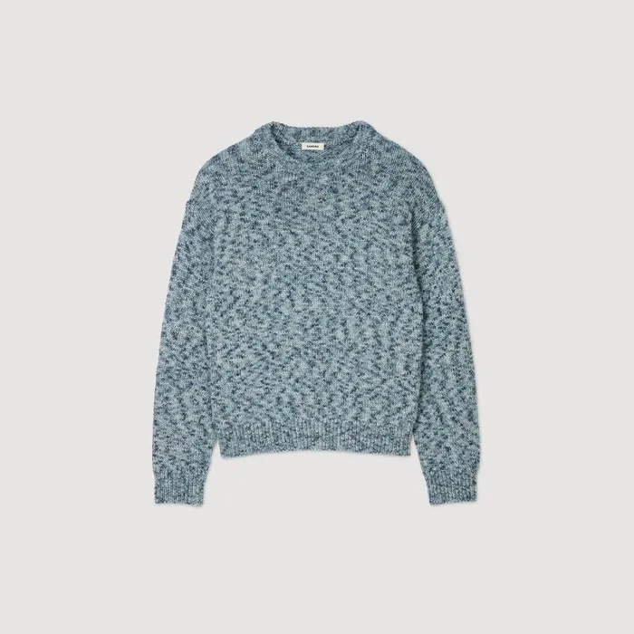Men Sweaters and Cardigans SANDRO Marled Knit Sweater Sky Blue Men Sweaters and Cardigans SANDRO Marled Knit Sweater Sky Blue