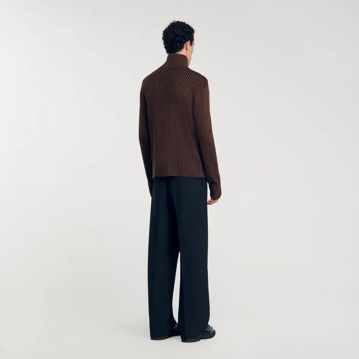 Men Sweaters and Cardigans SANDRO Ribbed Cardigan Light Brown Men Sweaters and Cardigans SANDRO Ribbed Cardigan Light Brown