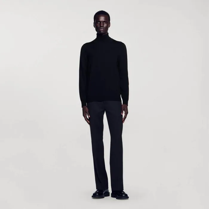 Men Sweaters and Cardigans SANDRO Roll Neck Wool Sweater Black