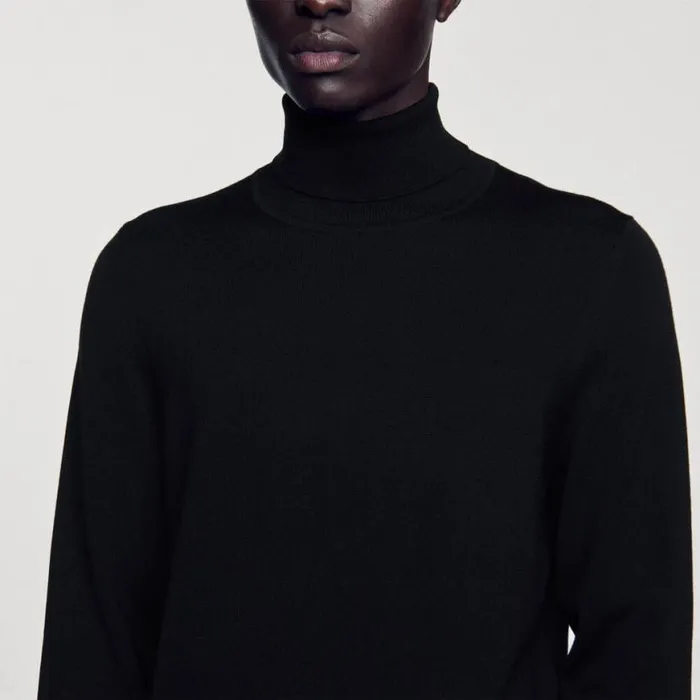 Men Sweaters and Cardigans SANDRO Roll Neck Wool Sweater Black