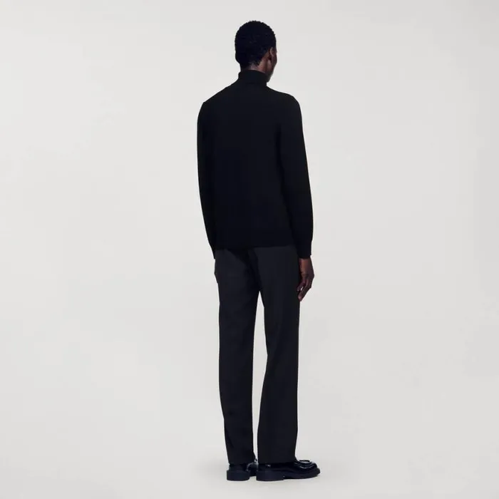 Men Sweaters and Cardigans SANDRO Roll Neck Wool Sweater Black