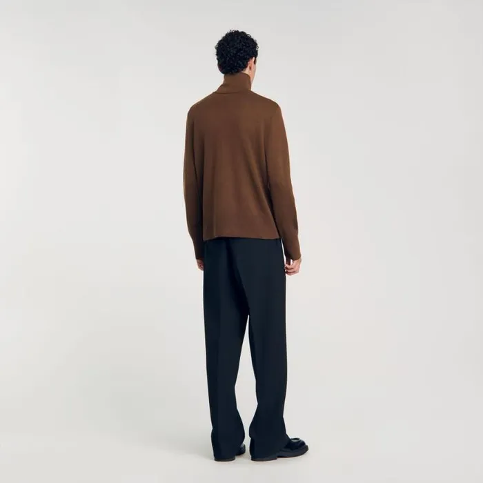 Men Sweaters and Cardigans SANDRO Zipup Wool Cardigan Dark Caramel