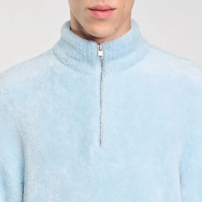 Men Sweatshirts and Hoodies SANDRO Terry Fleece Sweater Baby Blue