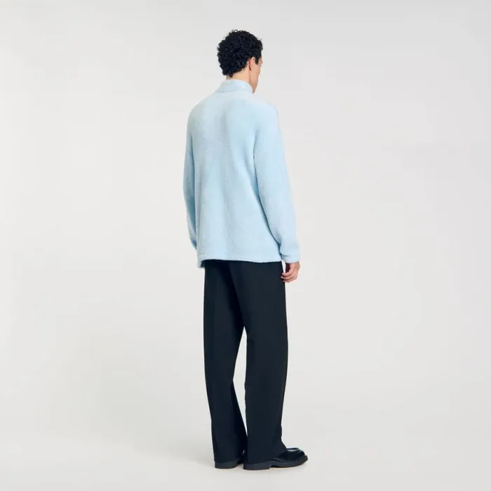 Men Sweatshirts and Hoodies SANDRO Terry Fleece Sweater Baby Blue