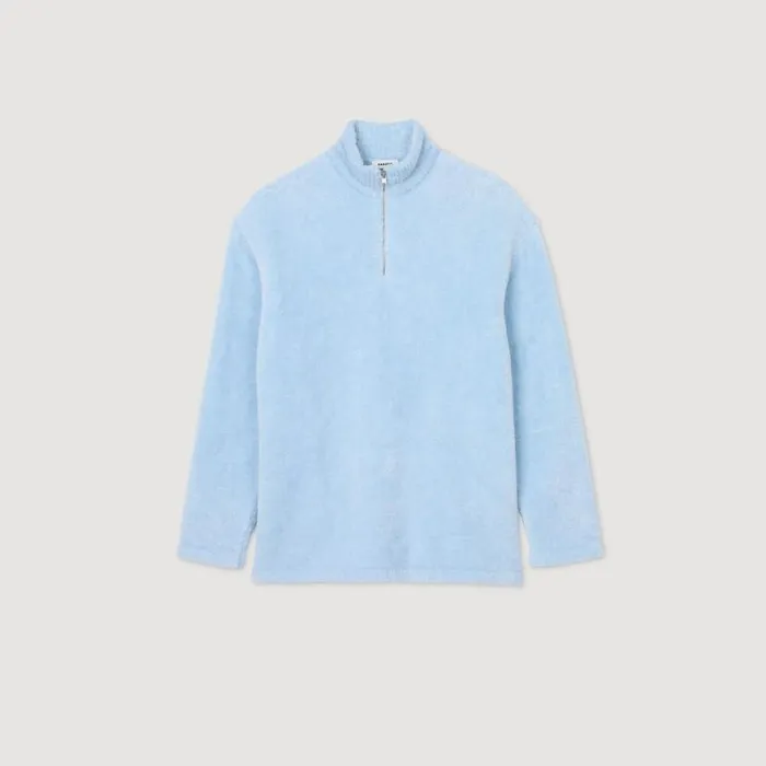 Men Sweatshirts and Hoodies SANDRO Terry Fleece Sweater Baby Blue