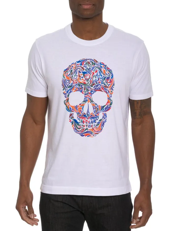 Men SWIRL SKULL GRAPHIC TSHIRT White Robert Graham Polos and TShirts