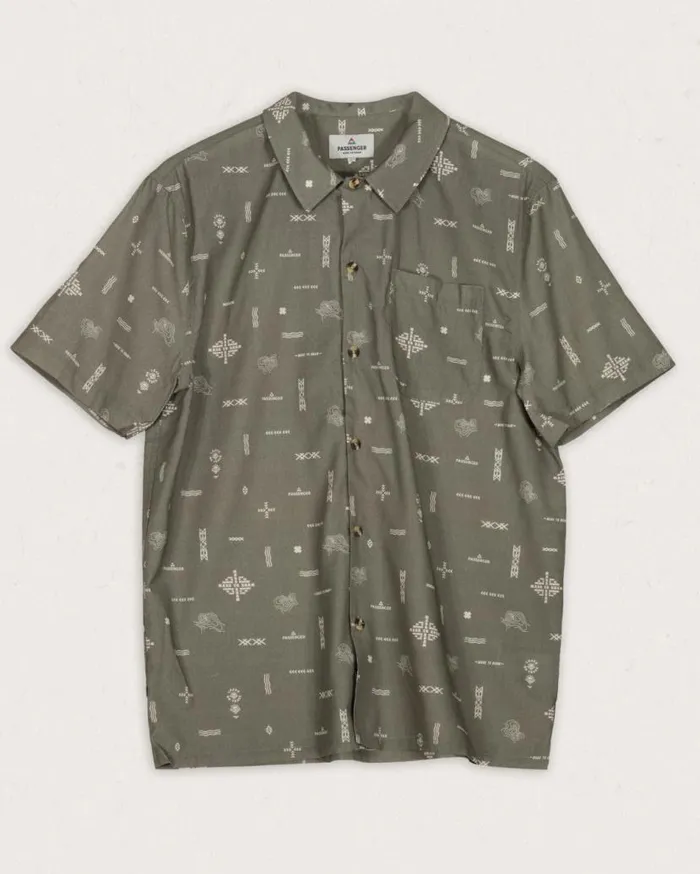 Men Tops Passenger Cove Organic Cotton Short Sleeve Shirt Olive Made To Roam Olive Made To Roam
