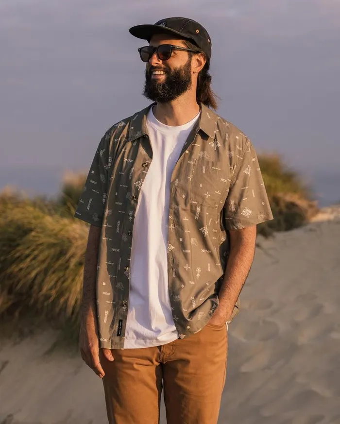 Men Tops Passenger Cove Organic Cotton Short Sleeve Shirt Olive Made To Roam Olive Made To Roam