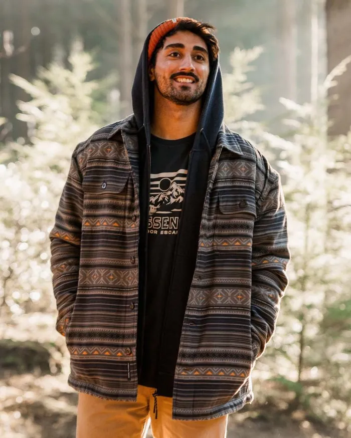 Men Tops Passenger Freestyle SherpaLined Overshirt Faded Black Faded Black