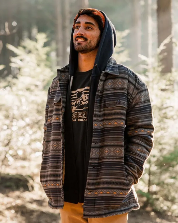 Men Tops Passenger Freestyle SherpaLined Overshirt Faded Black Faded Black