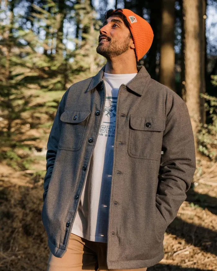 Men Tops Passenger Freestyle SherpaLined Overshirt Grey Marl Grey Marl