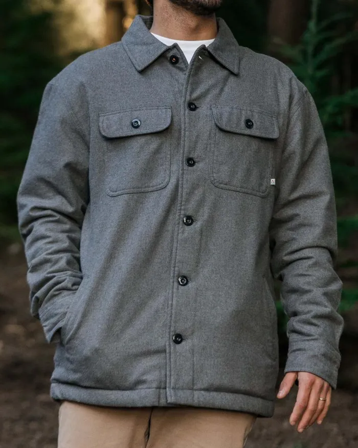 Men Tops Passenger Freestyle SherpaLined Overshirt Grey Marl Grey Marl