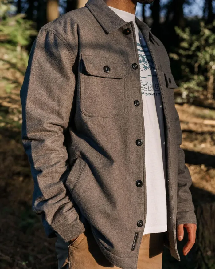 Men Tops Passenger Freestyle SherpaLined Overshirt Grey Marl Grey Marl