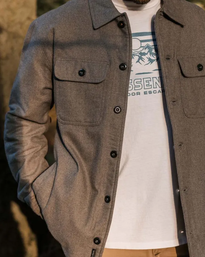 Men Tops Passenger Freestyle SherpaLined Overshirt Grey Marl Grey Marl