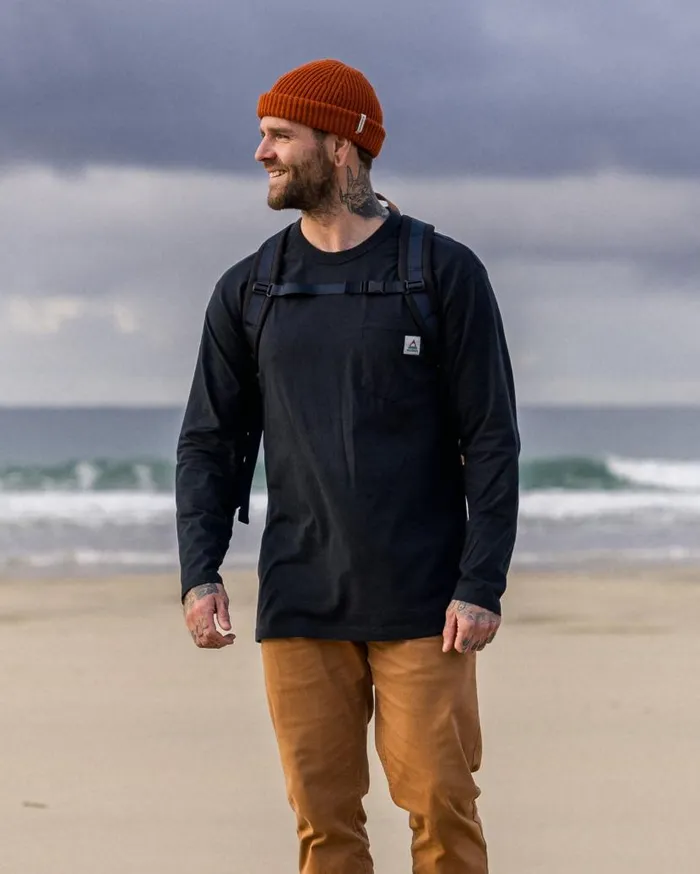 Men Tops Passenger Heritage Recycled Relaxed Fit LS TShirt Black Black