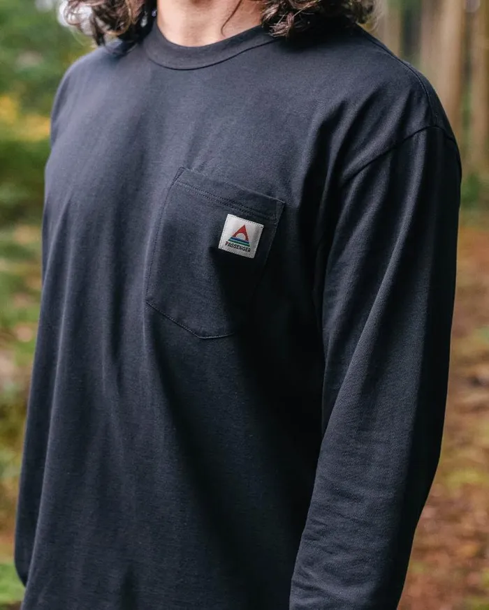 Men Tops Passenger Heritage Recycled Relaxed Fit LS TShirt Black Black
