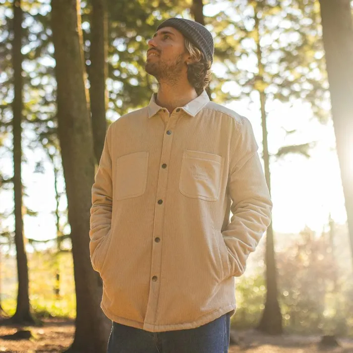 Men Tops Passenger Kodiak Sherpa Lined Cord Overshirt Feather Grey Feather Grey