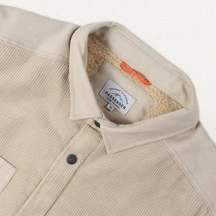 Men Tops Passenger Kodiak Sherpa Lined Cord Overshirt Feather Grey Feather Grey