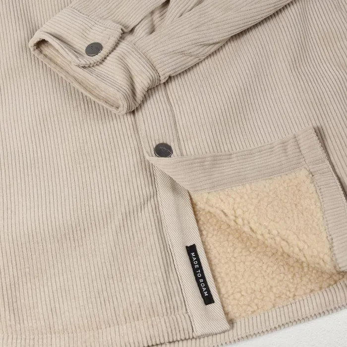 Men Tops Passenger Kodiak Sherpa Lined Cord Overshirt Feather Grey Feather Grey