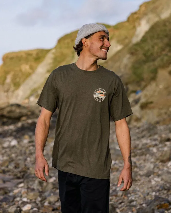 Men Tops Passenger Odyssey Organic Cotton TShirt Khaki Marl Khaki Marl