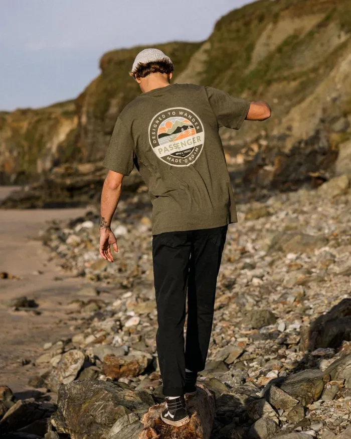 Men Tops Passenger Odyssey Organic Cotton TShirt Khaki Marl Khaki Marl
