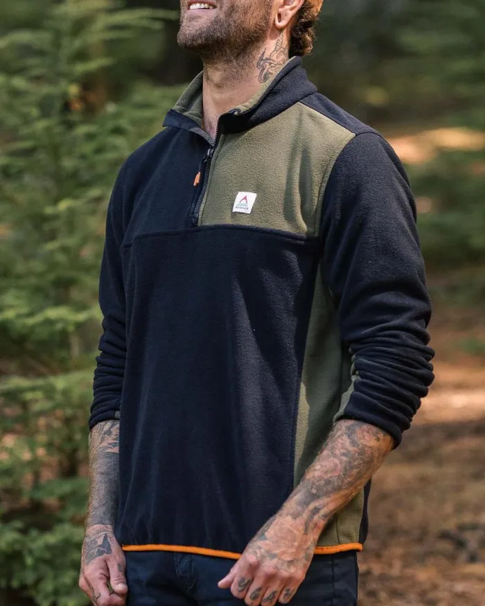 Men Tops Passenger Root Recycled Polar 14 Zip Fleece Black Black