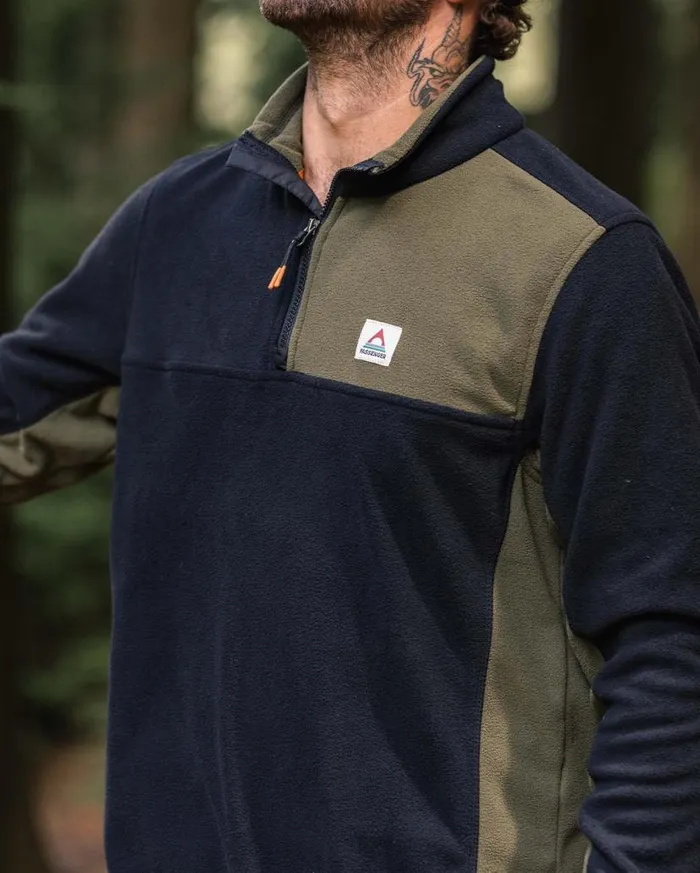 Men Tops Passenger Root Recycled Polar 14 Zip Fleece Black Black