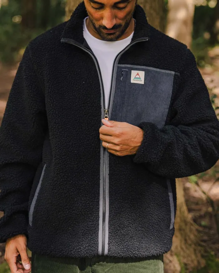 Men Tops Passenger Trekker Recycled DeepPile Sherpa Fleece Black Black