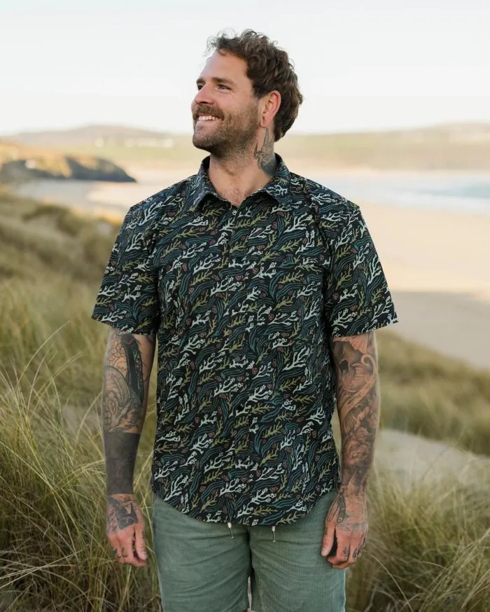 Men Tops Passenger Way Ripstop Short Sleeve Shirt Ocean Current Black Ocean Current Black