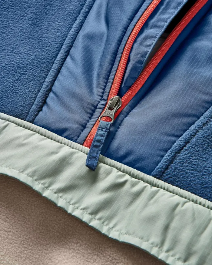 Men Tops Passenger Woodland Hooded 12 Zip Recycled Polar Fleece Dark DenimOatmeal Dark Denimoatmeal