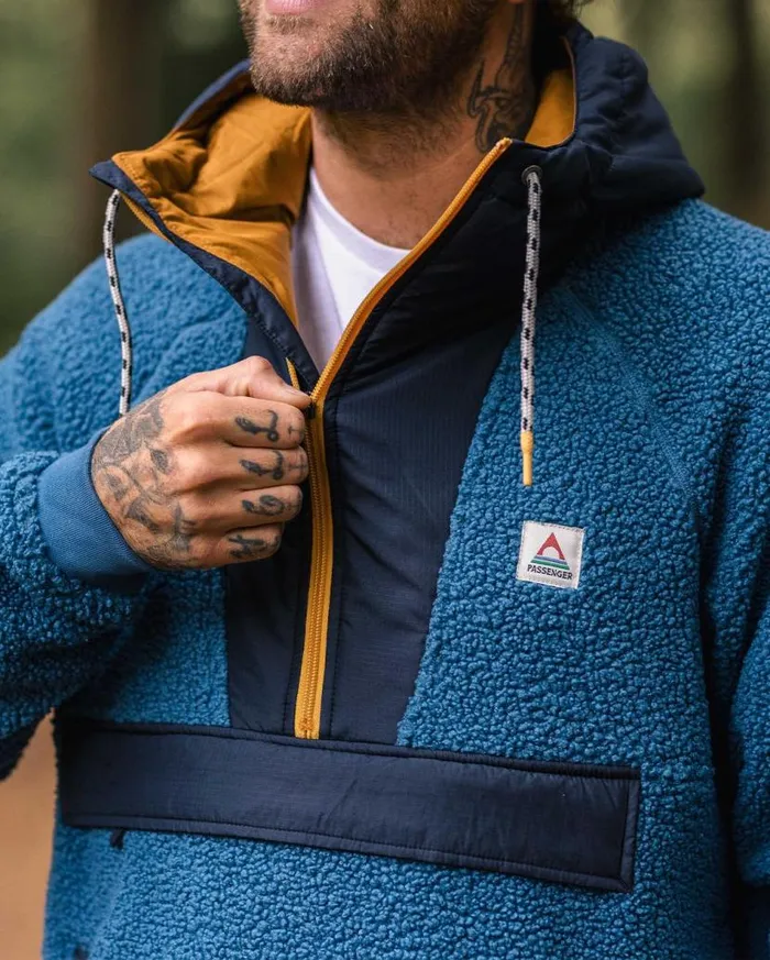 Men Tops Passenger Woodland Recycled Polarlined Sherpa Fleece Blue Steel Blue Steel