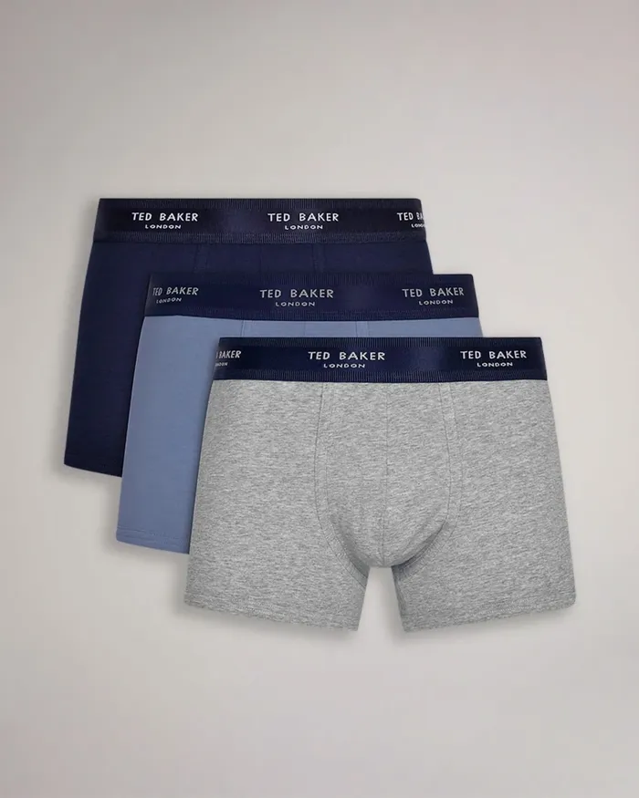 Men TRUUCK 8211 Three Pack Plain Cotton Trunks Assorted Ted Baker Underwear