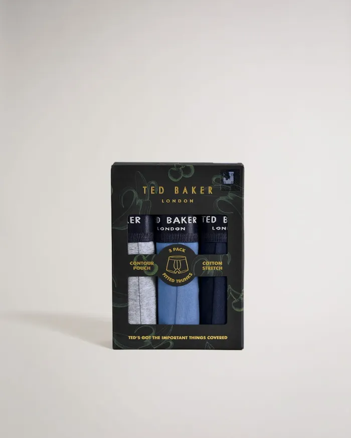Men TRUUCK 8211 Three Pack Plain Cotton Trunks Assorted Ted Baker Underwear Men TRUUCK 8211 Three Pack Plain Cotton Trunks Assorted Ted Baker Underwear