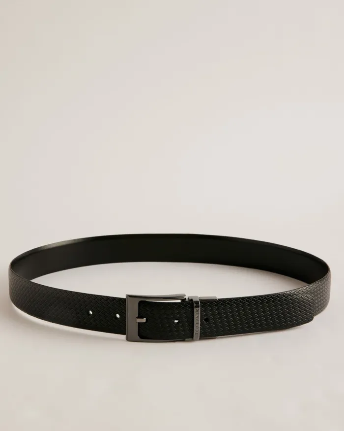 Men WAIDE 8211 Woven Texture Leather Belt Black Ted Baker Belts Men WAIDE 8211 Woven Texture Leather Belt Black Ted Baker Belts