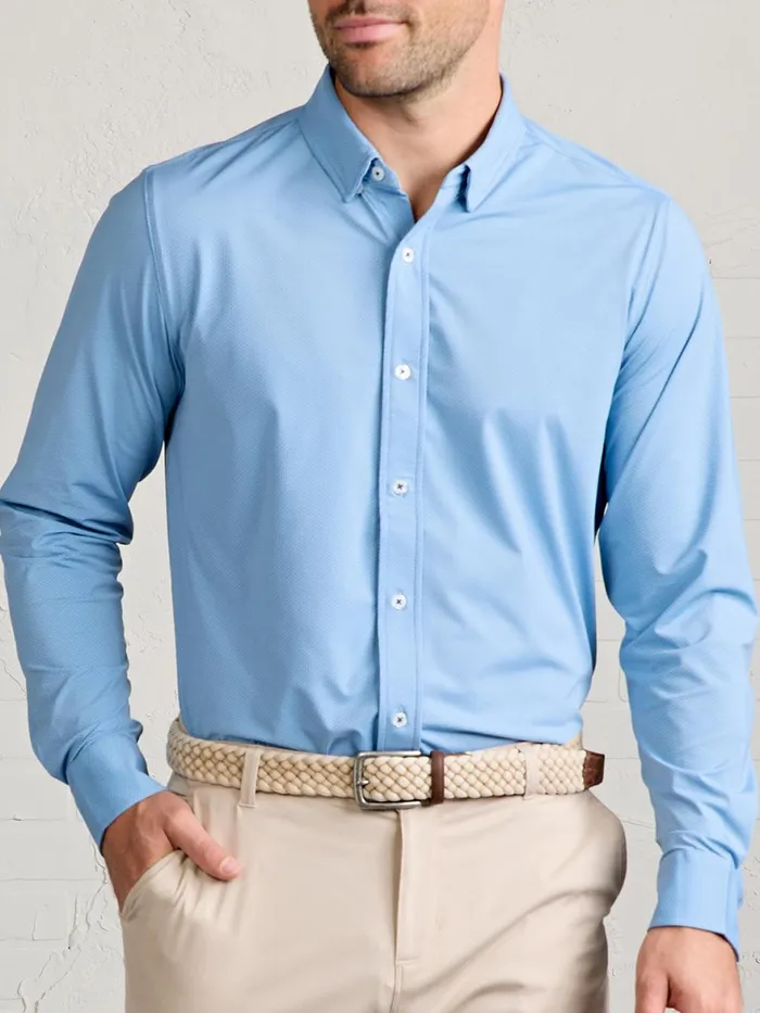 Men Wayfarer Tailored Fit Performance Button Down Tasc Performance Long Sleeve TShirts