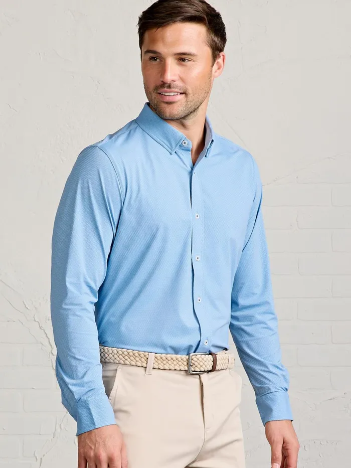 Men Wayfarer Tailored Fit Performance Button Down Tasc Performance Long Sleeve TShirts
