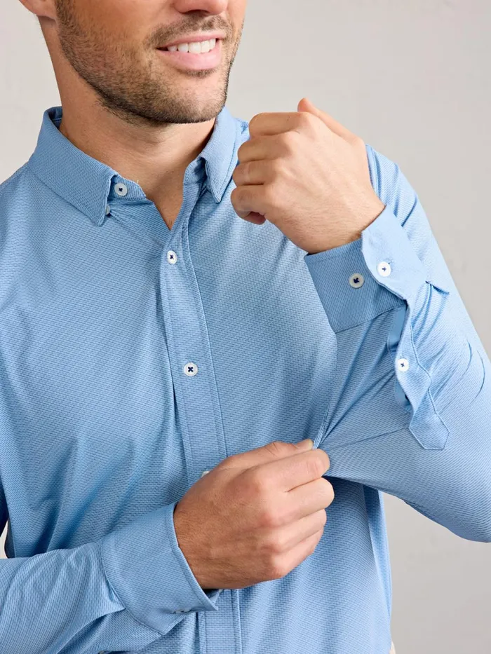 Men Wayfarer Tailored Fit Performance Button Down Tasc Performance Long Sleeve TShirts