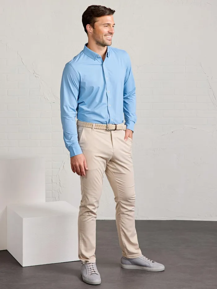 Men Wayfarer Tailored Fit Performance Button Down Tasc Performance Long Sleeve TShirts