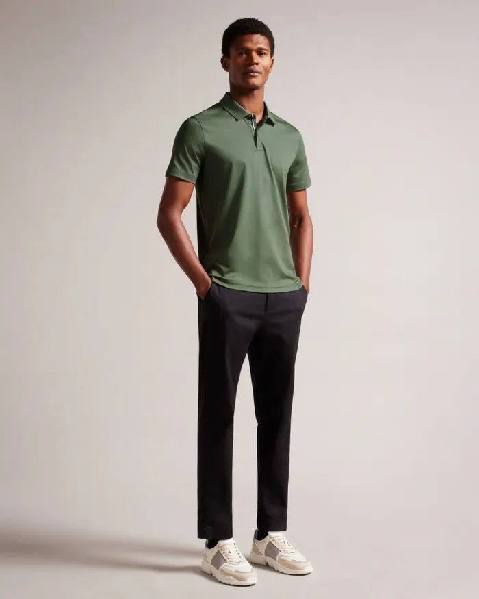Men ZEITER 8211 Short Sleeve Slim Fit Polo Shirt Khaki Ted Baker Polo Shirts Men ZEITER 8211 Short Sleeve Slim Fit Polo Shirt Khaki Ted Baker Polo Shirts