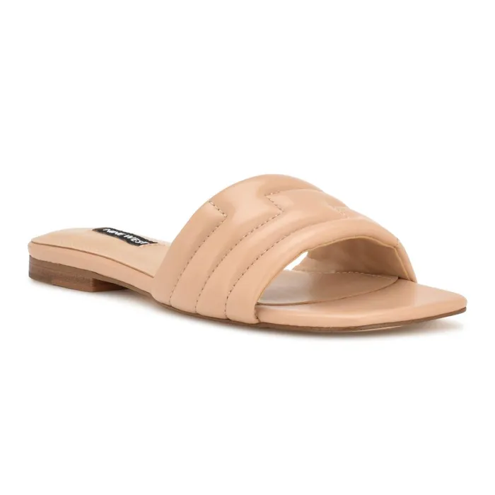 Menqs Flat Slide Sandals Light Pink Women Nine West Flats Menqs Flat Slide Sandals Light Pink Women Nine West Flats